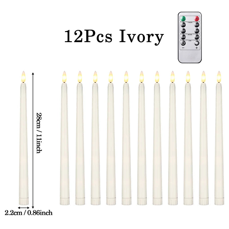 120-12Pcs Flameless Taper Candles Battery Operated LED Candle Flickering Candles Faux Candle Halloween Christmas Wedding Decor