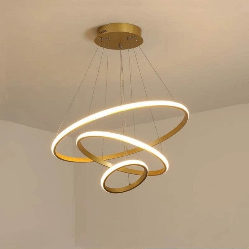 Outer Luminous Circle Living Room Pendant Chandelier Modern 4 Lamp Colors Available Factory Direct Sales LED Lighting Fixture