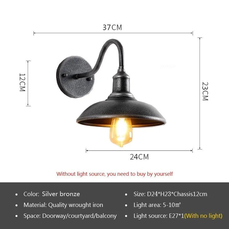 Industry LED Wall Lamp Retro American Style Iron E27 For Courtyard Balcony Staircase Corridor Bedroom Bar Illumination Fixtures