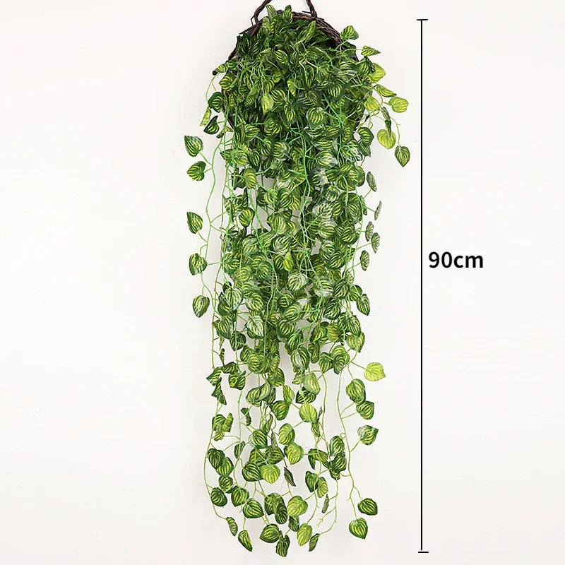 90cm Artificial Plant Vine Home Decoration Hanging Plastic Leaf Grass Garland Outdoor Wedding Party Decorations Fake Rattan Ivy