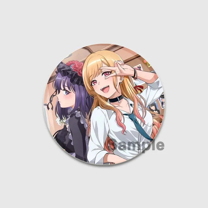 32/44/58mm Anime My Dress-Up Darling Round Pin Cartoon Character Badge Role Play Handmade Tinplate Brooch for Clothes Decoration