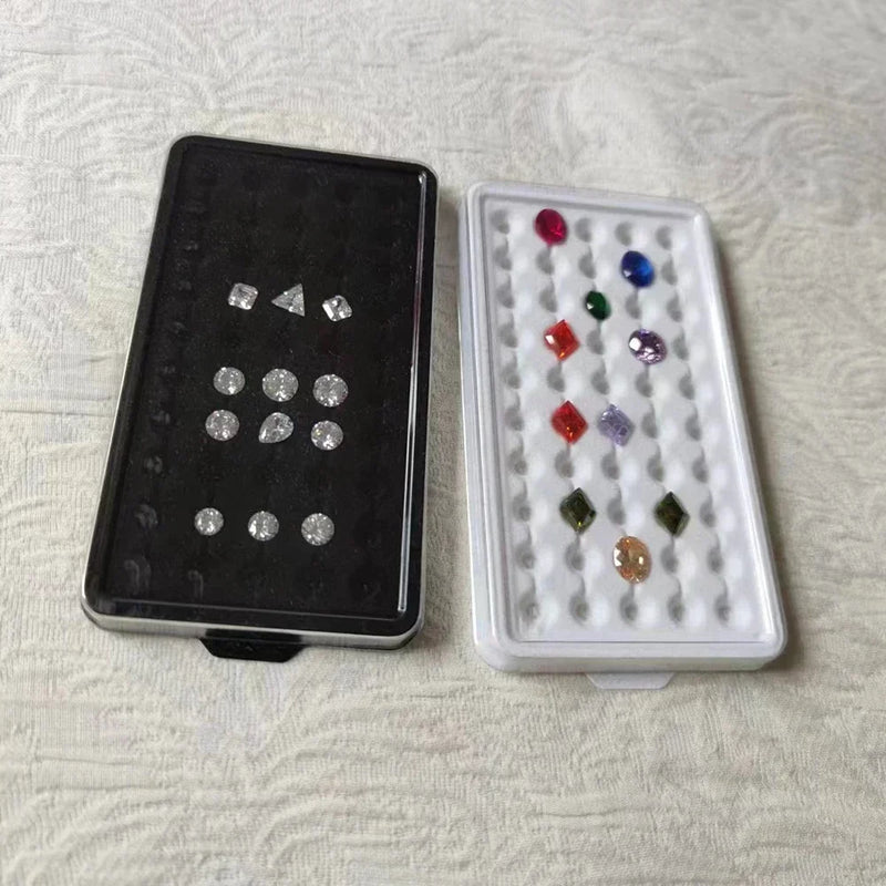 6.5-10mm Diamond Jewelry Storage Box 50 Grids Gems Organizer Case Stone Display Packaging Holder Tray Gemstone Display Box