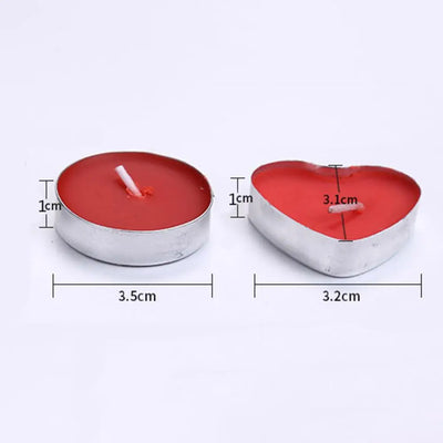 50 Pcs 3.5cm Mini Candle Valentine's Day Proposal Candle Smokeless Heart Shape Flickering Desktop Atmospheres Party Accessories