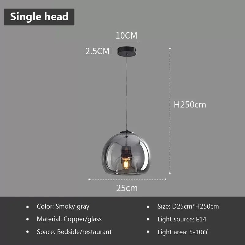 LED Glass Pendant Light Light Luxury Pendant Lamp Deco Nordic Hanging Light Fixtures Bedroom Modern Luminaire Suspension Lamp