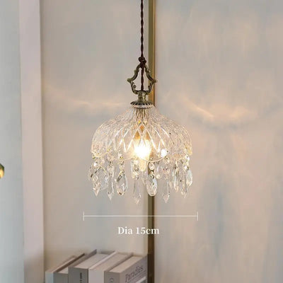 YEBMLP French Retro Glass Hanging Light Indoor LED Luxury Art Chandelier Bedroom Bar Restaurant Table Pendant Lamp With E14 Bulb