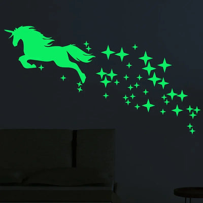 1 Set Glow in Dark Stars Stickers Glowing Unicorn Sticker Ceiling Luminous Wall Decals For Kids Bedding Room Party Birthday Gift