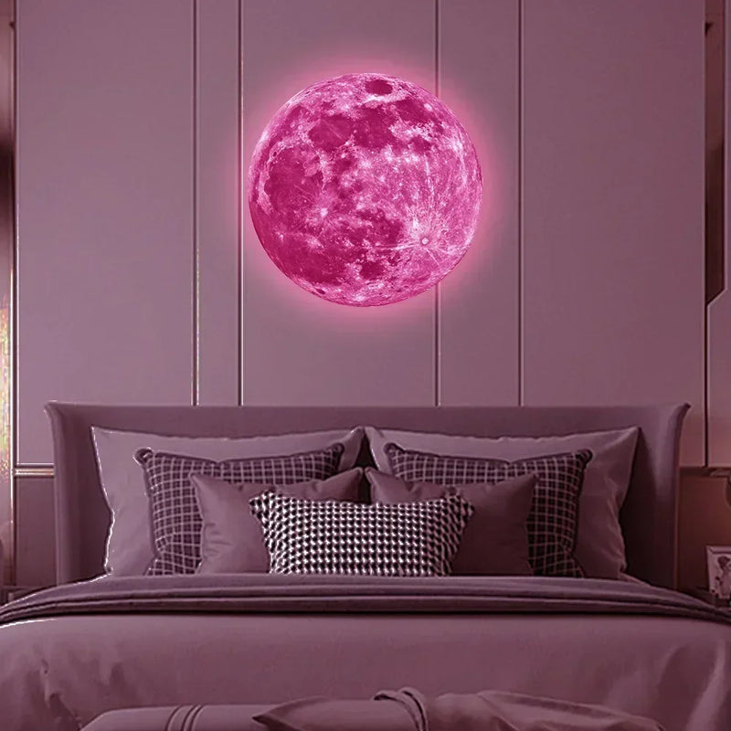 Aesthetic 3D Luminous Moon Wall Sticker Glow in The Dark Fluorescent Sticker PVC Home Kids Room Decals Wall Decor Wallpaper