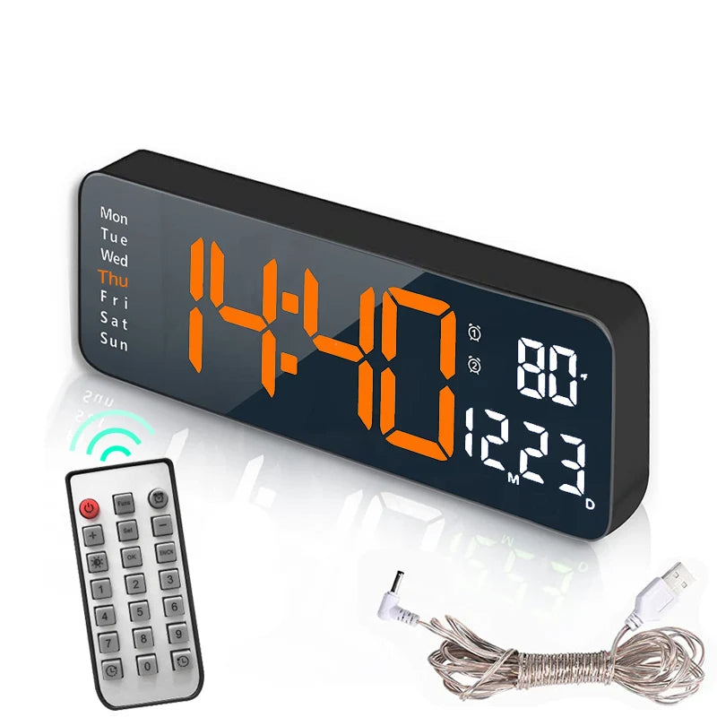 Smart Mute LED Electronic Night Alarm Wall Clock Modern Desk Clock Minimalist Thermometer Calendar Time Cube Clock Home Decor