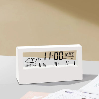 Thermo-Hygrometer Clock Creative Weather Display Electronic Alarm CLock Desktop Table Decor For Living Room Bedroom