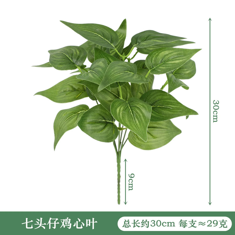 Artificial Plants Leaves Silk Tortoiseshell Leaf Dieffenbough Fake Small Fairy Taro Simulation Green Plant Living Room Decor