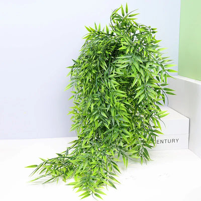 2Pcs Artificial Hanging Plants Bamboo Hanging Vines Fake Hanging Plant Faux Ivy Vine Outdoor UV Resistant Plastic Plants