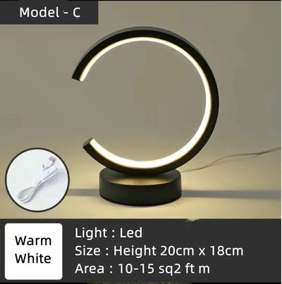 20CM LED Simple Circular Ring Table Lamp Bedroom Bedside Living Room Restaurant Hotel Decorative Lamp Dimmable Round Night Light