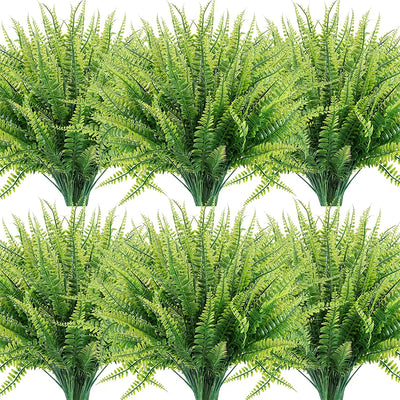 10PCS 45CM Artificial Plants Fake Boston Fern Greenery Outdoor UV Resistant Faux Plastic Plants Garden Porch Window Box Decor