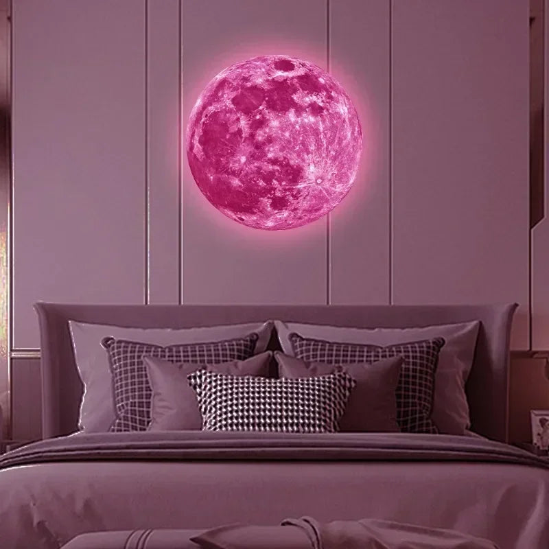 Aesthetic 3D Luminous Moon Wall Sticker Glow in The Dark Fluorescent Sticker PVC Home Kids Room Decals Wall Decor Wallpaper