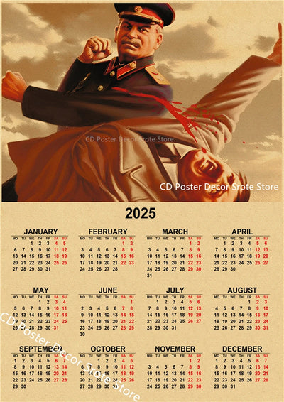 USSR CCCP 2025 Calendar Poster Celebrity Aesthetic Prints Posters Wall Art Retro Painting Home Room Cafe Club Dorm Wall Decor