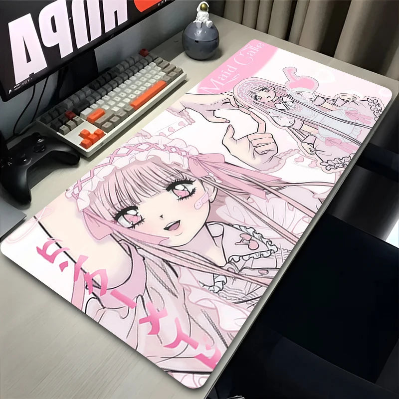 Mouse Pad Laptop Gaming Extended Desk Mat PC Kawaii Gamer Cabinet Mousepad XXL Angel Anime Sexy Girls Keyboard Rug Pink Carpet