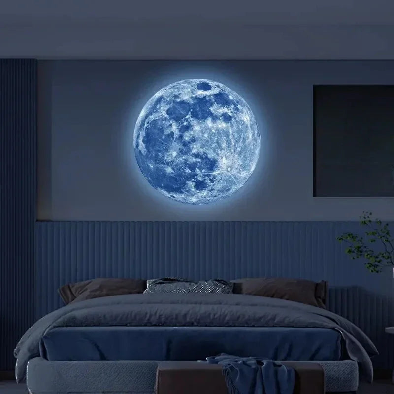 Aesthetic 3D Luminous Moon Wall Sticker Glow in The Dark Fluorescent Sticker PVC Home Kids Room Decals Wall Decor Wallpaper