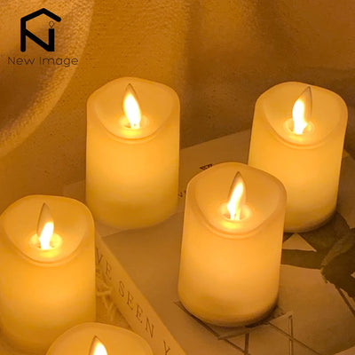 6Pcs Battery Candles Plastic Flameless Candles with Wick LED Candles Tea Lights for Home Decoration Wedding Birthday