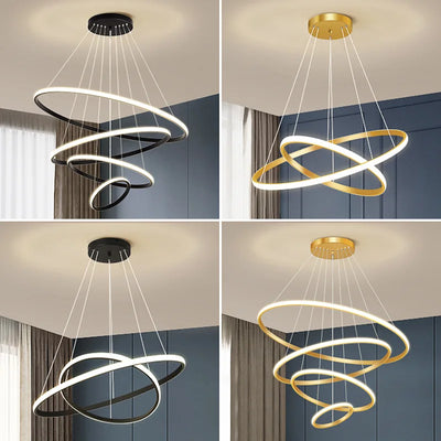 Outer Luminous Circle Living Room Pendant Chandelier Modern 4 Lamp Colors Available Factory Direct Sales LED Lighting Fixture