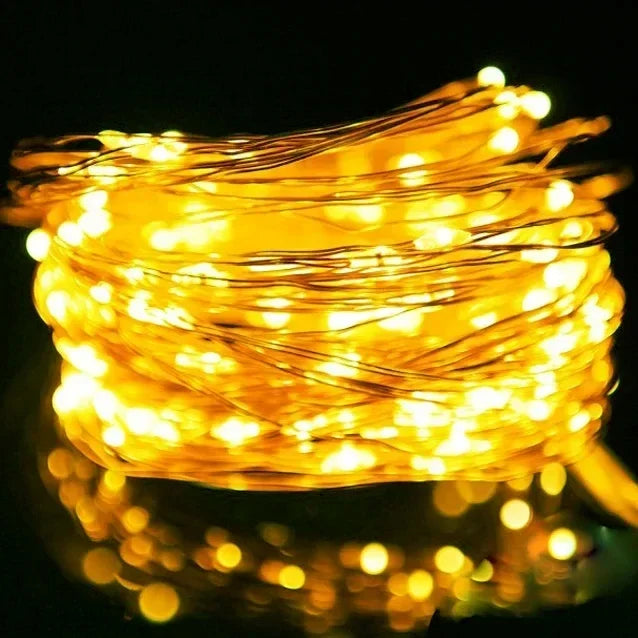 1/2/3/5/10/20M LED Fairy Lights Battery Powered Copper Wire String Lights For Bedroom Garden Party Wedding Christmas Decoration