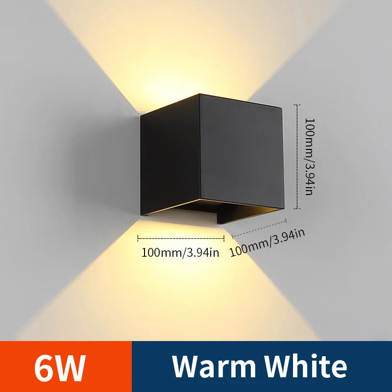 LED Modern Wall Lamp AC110V 220V 6W Cold White/Warm White Adjustable Surface Mounted Cube Led Garden Porch Light Indoor Outdoor