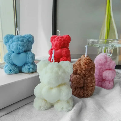 2025 New Arrival Handmade DIY Rose Bear Scented Candle Creative Bedroom Decoration Valentine's Day Candle Making Kit