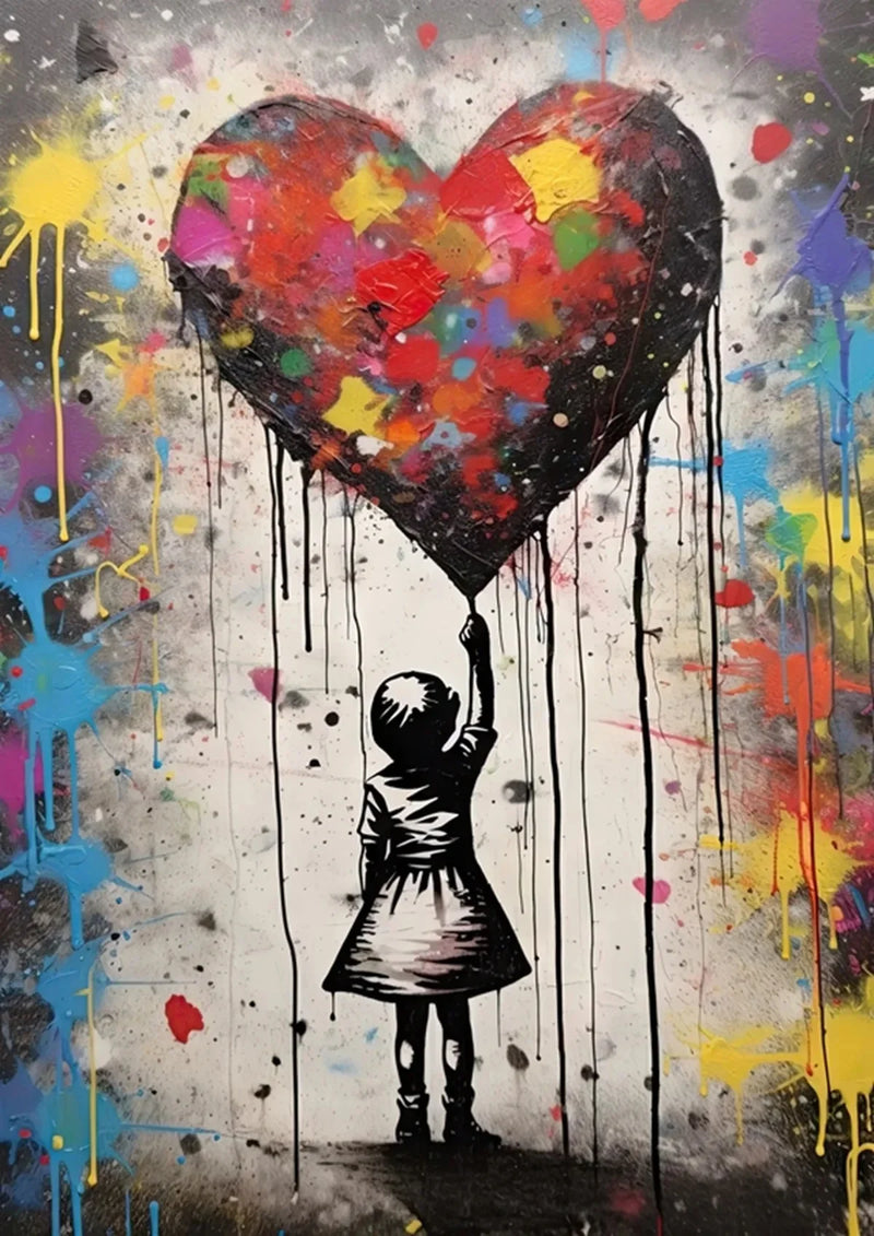 Banksy Graffiti Boy Girl with Balloon on Canvas Posters Prints Pop Street Wall Art Painting for Living Room Home Decor Cuadros