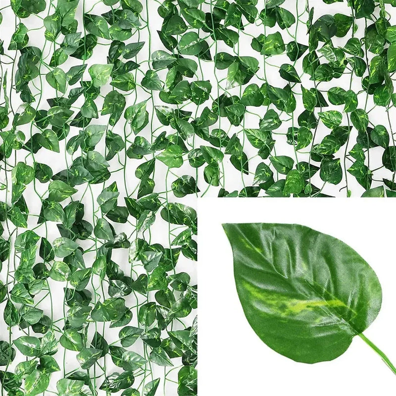 10/2M Artificial Plant Green Ivy Leaf Garland Hanging Vines Outdoor Greenery Wall Decor DIY Fake Wreath Leaves Home Party Decor