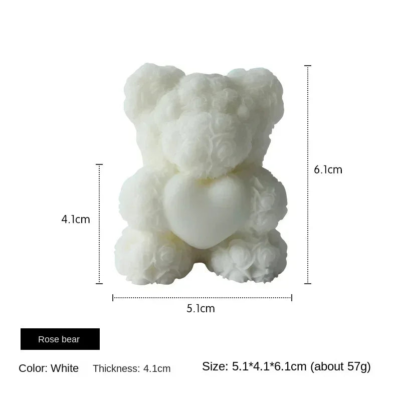 2025 New Arrival Handmade DIY Rose Bear Scented Candle Creative Bedroom Decoration Valentine&