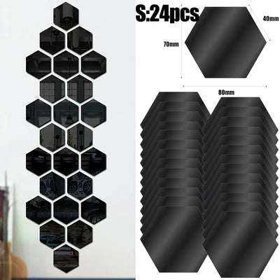 Lots Hexagonal Acrylic Mirror Wall Sticker Mini Mirror Solid Paster Self-adhesive Gold Silver Decals Home Bedroom Art Decoration