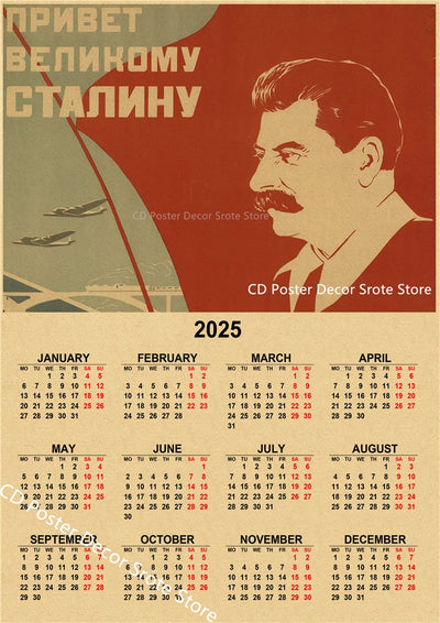 USSR CCCP 2025 Calendar Poster Celebrity Aesthetic Prints Posters Wall Art Retro Painting Home Room Cafe Club Dorm Wall Decor