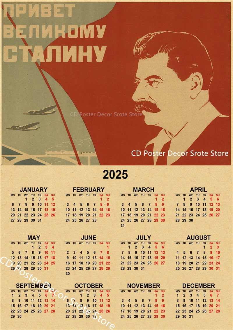 USSR CCCP 2025 Calendar Poster Celebrity Aesthetic Prints Posters Wall Art Retro Painting Home Room Cafe Club Dorm Wall Decor