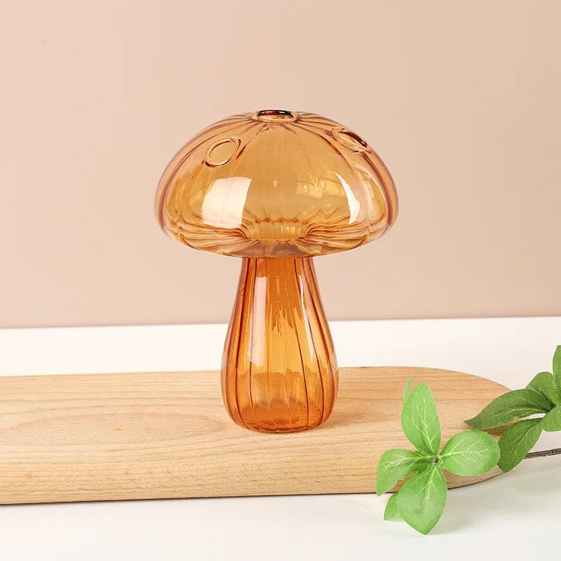 Transparent Mushroom Glass Vase Aromatherapy Bottle Home Small Vase Hydroponic Flower Pot Simple Table Decoration Home Decor