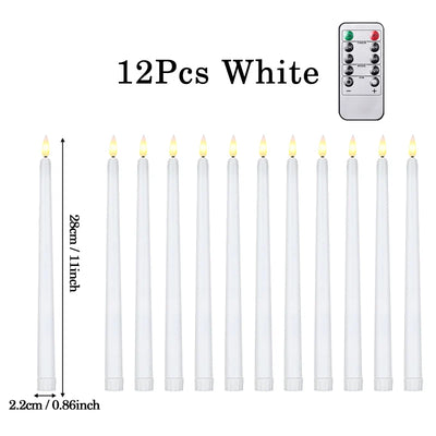 120-12Pcs Flameless Taper Candles Battery Operated LED Candle Flickering Candles Faux Candle Halloween Christmas Wedding Decor