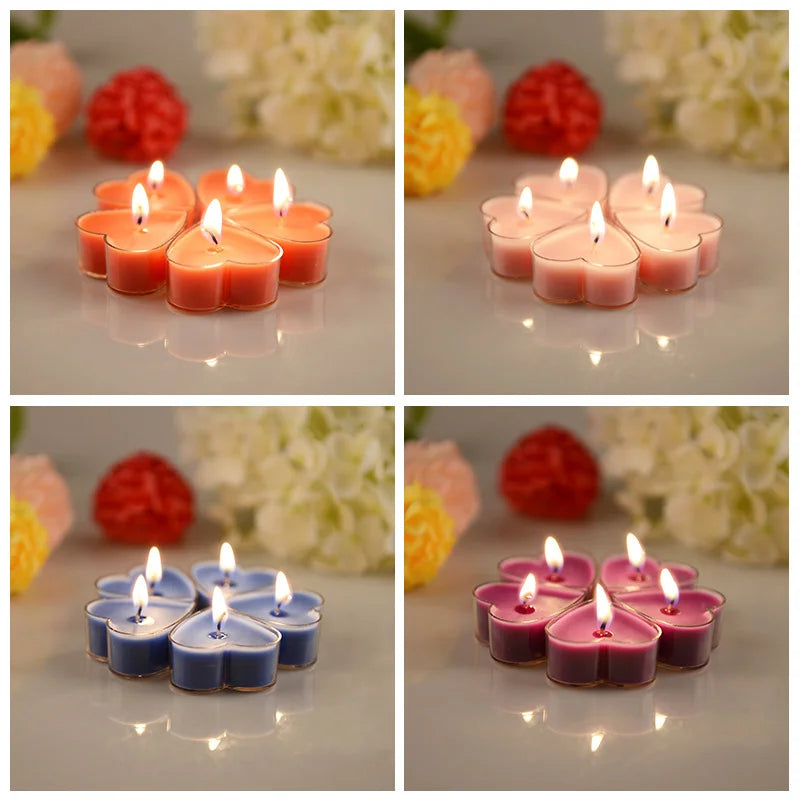 Heart-Shaped Scented Tea Candles Set Wedding Supplies Romantic Decor Creative Love Candle Marriage Proposals Birthday Gift