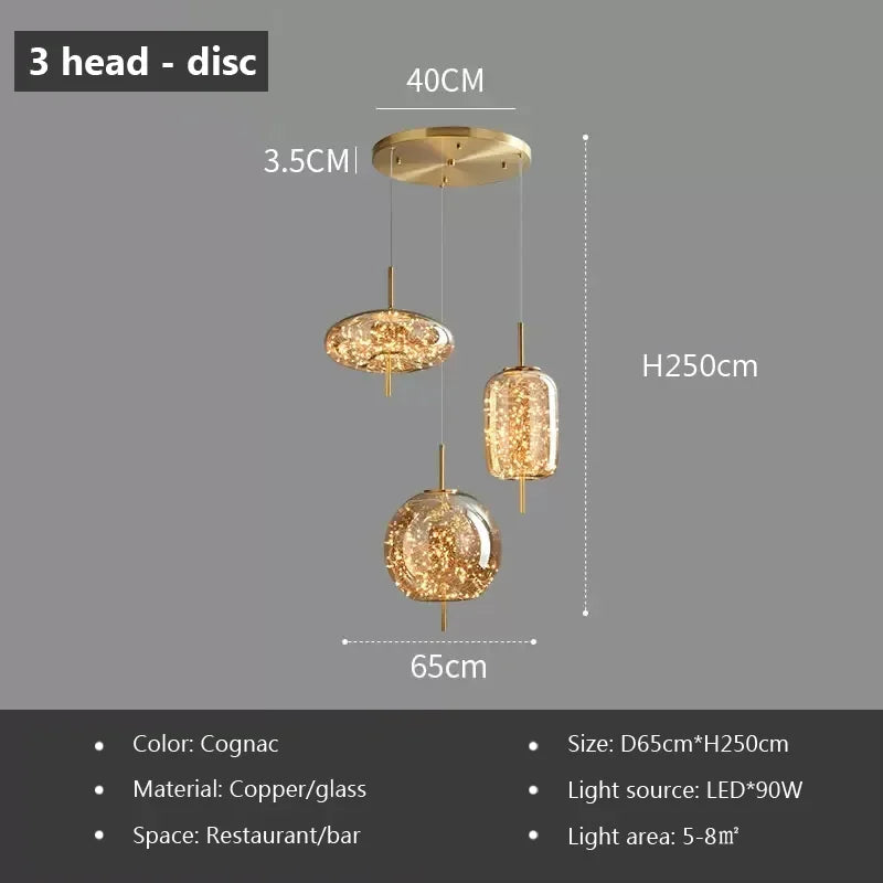 LED Glass Pendant Light Light Luxury Pendant Lamp Deco Nordic Hanging Light Fixtures Bedroom Modern Luminaire Suspension Lamp