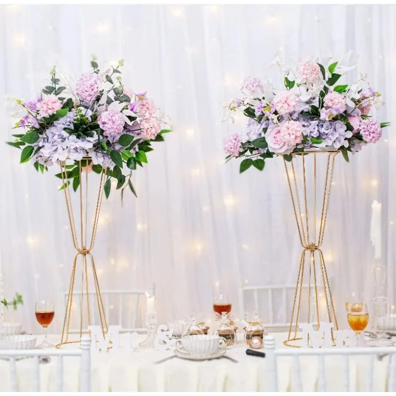 10pcs Trumpet Vases Centerpieces for Wedding Geometric Metal Flower Stand Gold Vase for Centerpieces Party Dinner Home Reception