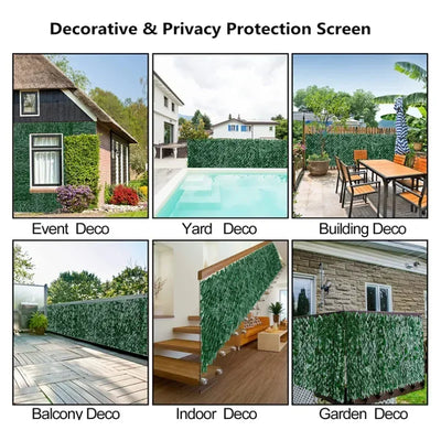 Artificial Ivy Fence Plant Grass Wall Panel Faux Green Leaf Hedge Privacy  Screen Indoor Outdoor Home Garden Balcony Decoration