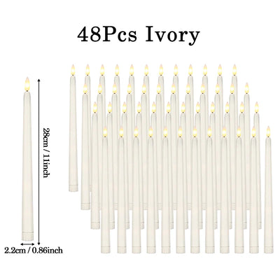 160-12Pcs LED Taper Candle with Flickering Flame Flameless Battery Operated Candles for Wedding Valentine Dinner Decoration