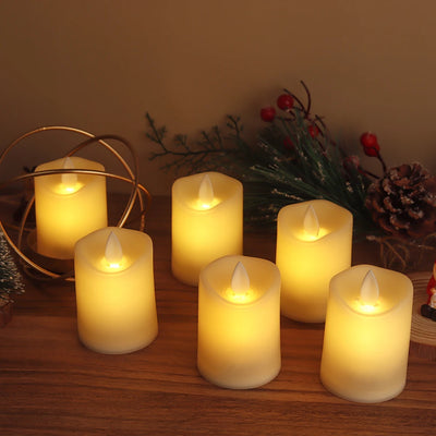 6Pcs Flickering Battery Candles Plastic Flameless Candles LED Electric Candles Fake Candle for Lantern Weddings Home Decor