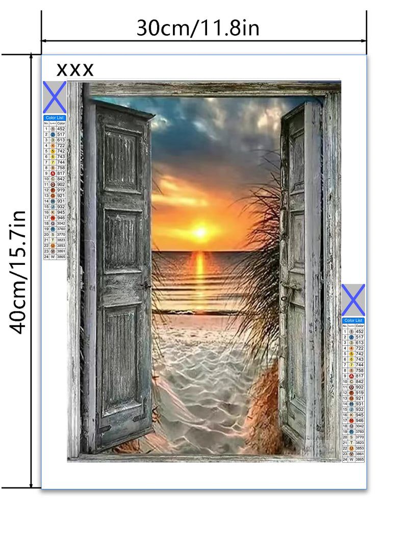 1 piece Beach sunset DIY diamond painting, DIY diamond painting set accessories, suitable for home living