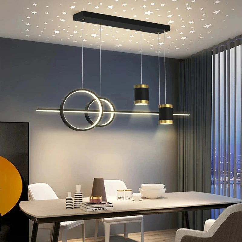 Modern Dining Room Pendant Light LED Smart Remote Control Dining Table Hanging Lamp Luxury Lustre Home Indoor Decor Chandelier