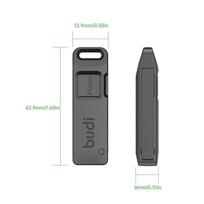 BUDI SIM TF Card Slot Storage Box With Mobile Phone Card Ejector Pin Anti-Lost Lanyard Universal Phone Ejector Pin SIM Card Tray