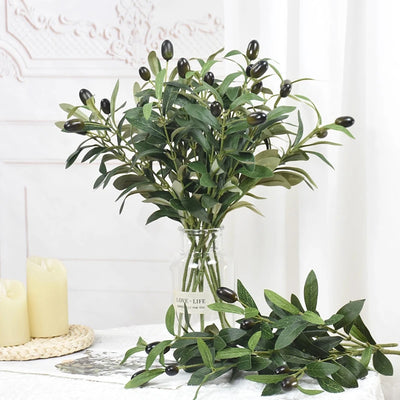 1/3pcs Artificial Olive Leaves Tree Branch Green Plant with Fruit for Home Garden Vase Decoration Wedding Bouquet Silk Flowers