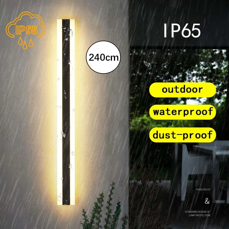 Outdoor IP65 waterproof Long strip lamp, simple LED wall light suitable for courtyard, villa, gate, garden outdoor decoration