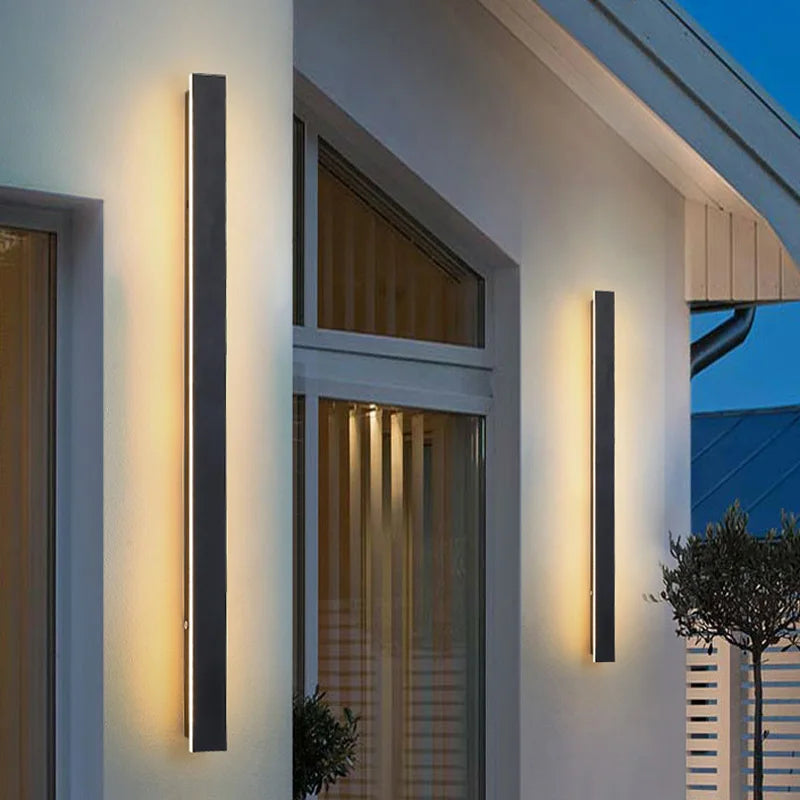 Outdoor IP65 waterproof Long strip lamp, simple LED wall light suitable for courtyard, villa, gate, garden outdoor decoration