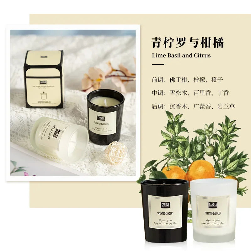 1Pc Modern European Plant Scent Aromatherapy Candle Living Room Bedroom Air Purification Enduring Fragrance Candle Cups Decor