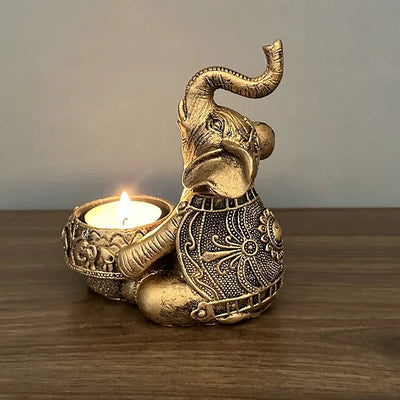 1PC Animal Candle Holder Elephant Trunk Sculpture Tealight Candle Holder Ornamental Small Candle Rod Holder Lucky Prize