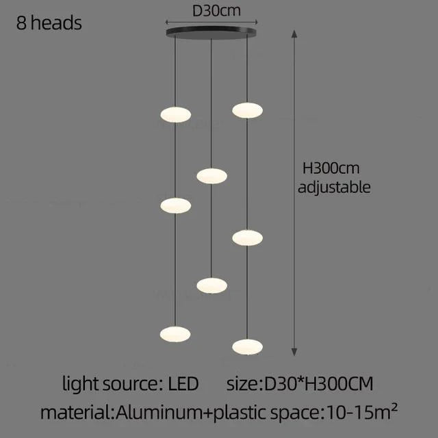 Nordic Oval Ball Led pendant lamp Long strip white staircase lamp living room designer Villa building Cluster Suspension lamp