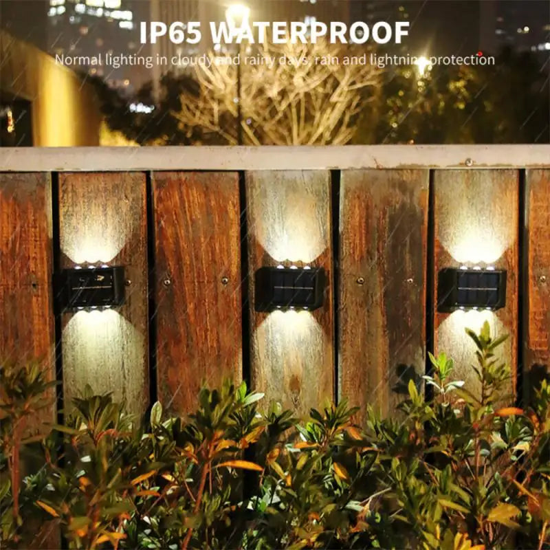 Outdoor Lighting Black Solar Energy Waterproof Outdoor Lamp Quality Ambience Wall Lamp Energy Saving 4led Nightlight Waterproof